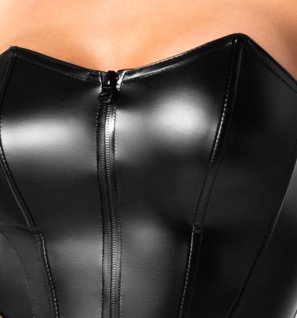 Noir Orgia Mysteria Corset Negru Powerwetlook cu Fermoar - imagine 4