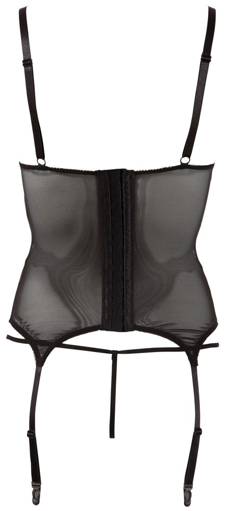 Cami Suspender cu Powernet Transparent și Detalii Wet Look cu G-String - imagine 5