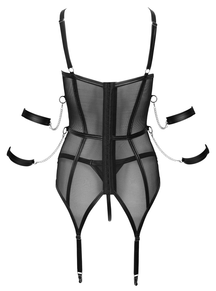 Corset Tip Basque Bondage Cottelli cu 4 Cătușe și Bretele Ajustabile - imagine 7