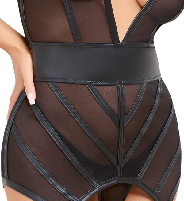 Corset Tip Basque și Tanga Cottelli Lingerie din Powernet Negru - imagine 5