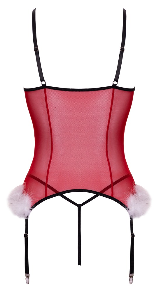 X-Mas Cottelli LINGERIE Corset Tip Basque Roșu cu Dantelă - imagine 5