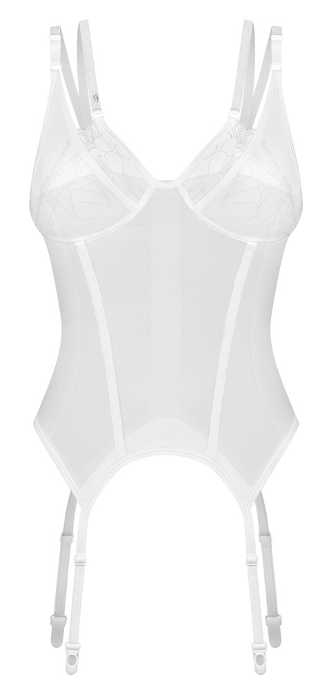 OBS Arrowel Obsessive Corset Tip Basque Alb cu Dantelă și Portjartier - imagine 6