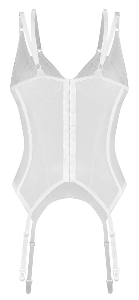 OBS Arrowel Obsessive Corset Tip Basque Alb cu Dantelă și Portjartier - imagine 7