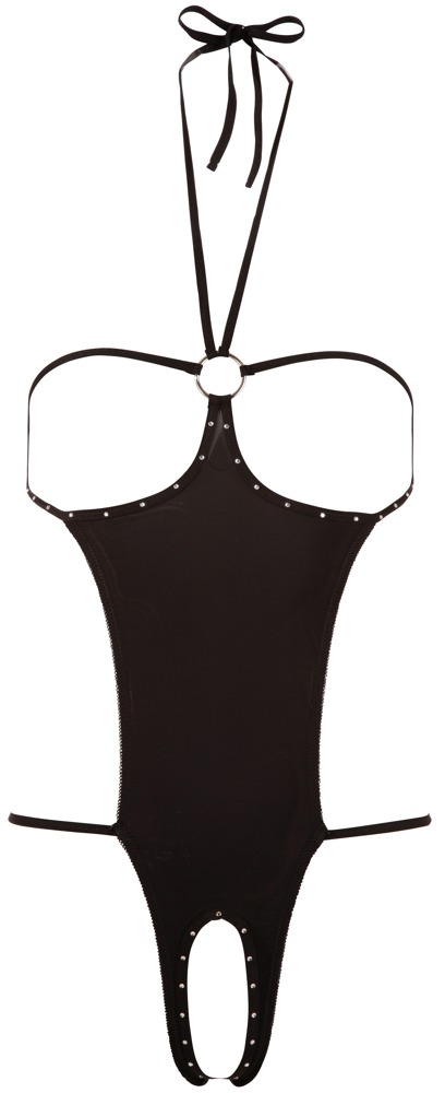 Body Sexy Deschis Negru cu Strasuri S-L - imagine 4