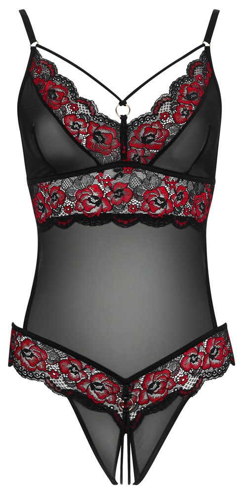 Cottelli Lingerie Body cu Decupaj Intim din Dantelă Florală - imagine 5