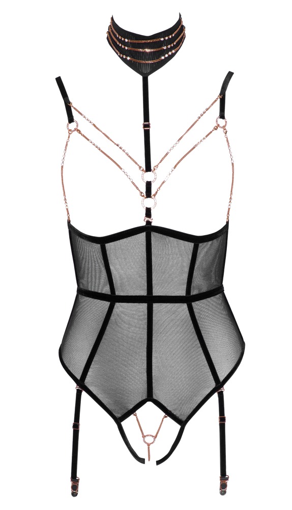 Body Decoration Abierta Fina cu Cupe Deschise și Lanțuri Decorative - imagine 5