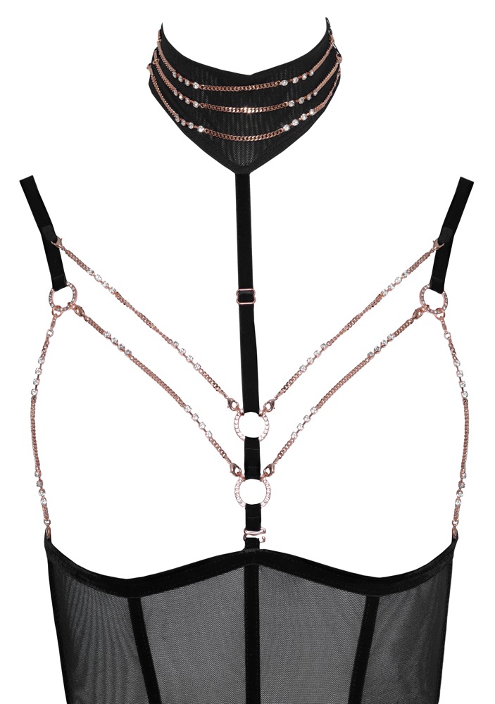 Body Decoration Abierta Fina cu Cupe Deschise și Lanțuri Decorative - imagine 6
