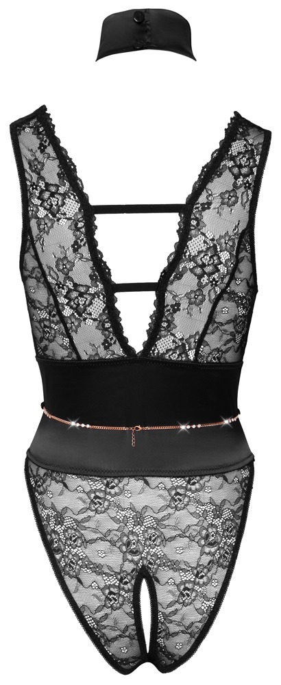 Body Rhinestones Abierta Fina din Dantelă cu Strasuri și Lanțuri - imagine 7
