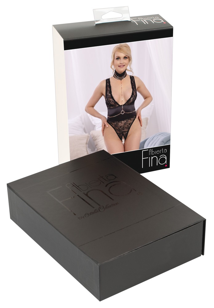 Body Rhinestones Abierta Fina din Dantelă cu Strasuri și Lanțuri - imagine 8