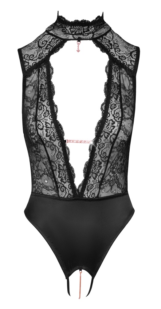 Body Dantelă Abierta Fina cu Satin Elastic și Decupaje Decorative - imagine 8