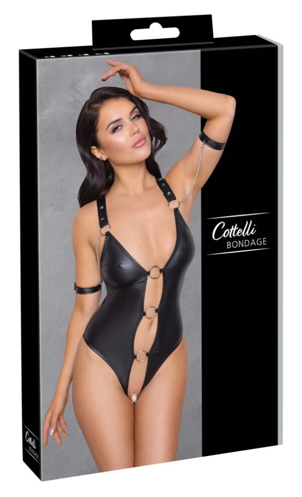 Body Bondage Cottelli Bondage Negru cu Inele Decorative și Cătușe