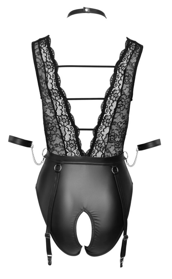 Cottelli BONDAGE Body Deschis cu Portjartier și Cătușe - imagine 7