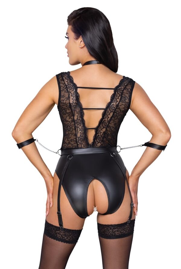 Cottelli BONDAGE Body Deschis cu Portjartier și Cătușe - imagine 4