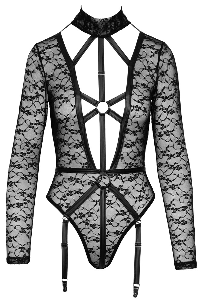 Body Dantelă Cottelli Lingerie cu Mâneci Lungi și Bretele Decorative - imagine 6