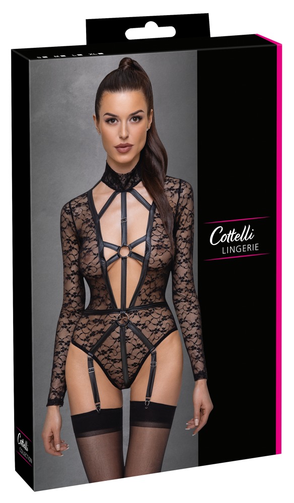 Body Dantelă Cottelli Lingerie cu Mâneci Lungi și Bretele Decorative