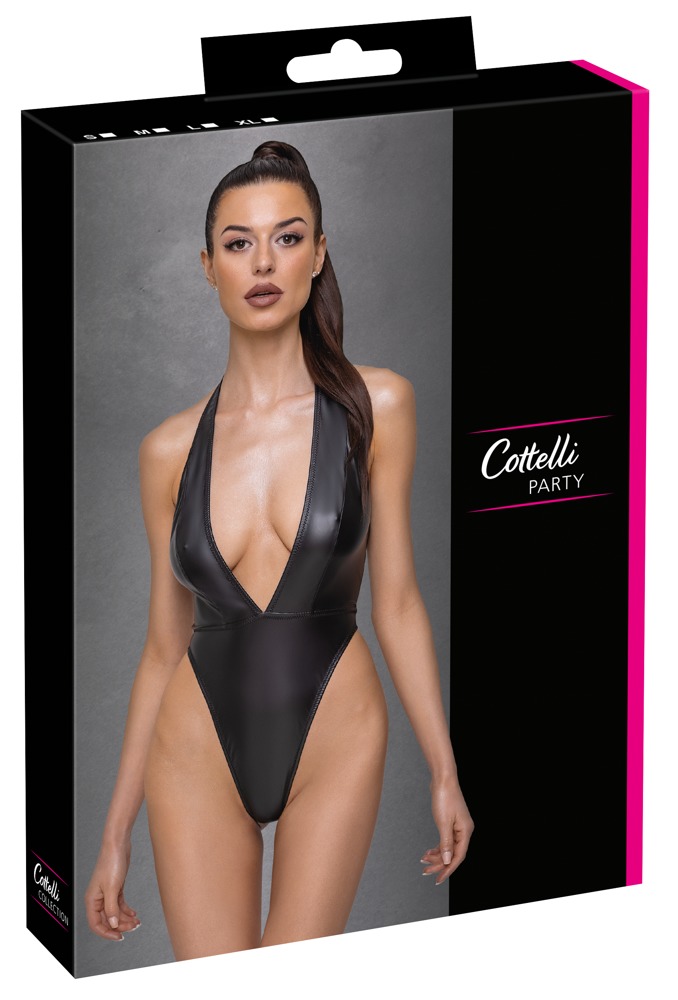 Body Matte Look Cottelli Party cu Decolteu Adânc și Spate Gol