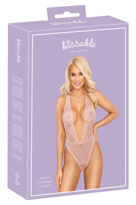Kissable Body din Dantelă și Powernet cu Bretele Reglabile, Roz, L/XL