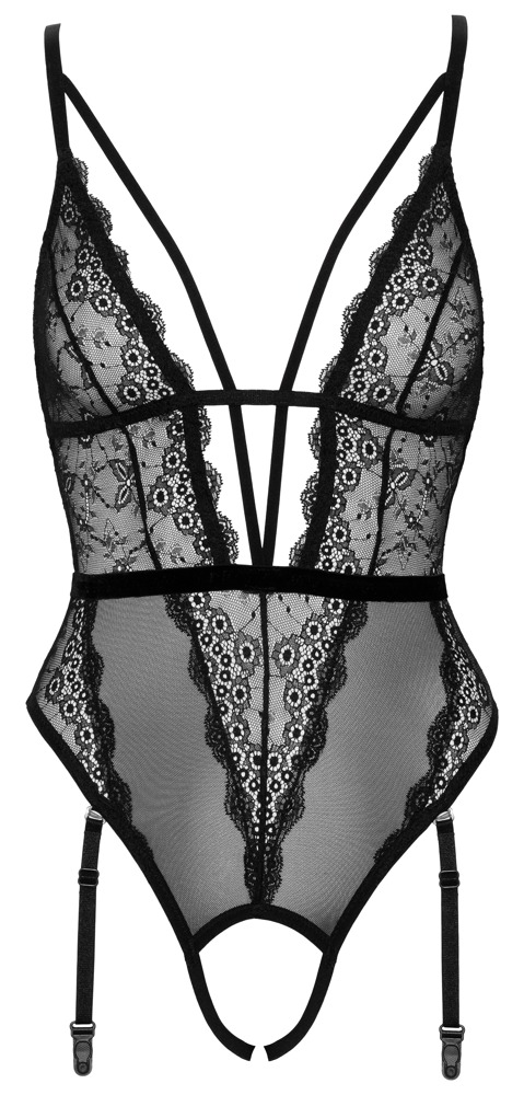 Cottelli Lingerie Body Tanga Pear cu Dantelă și Plasă Elastică Transparentă - imagine 6