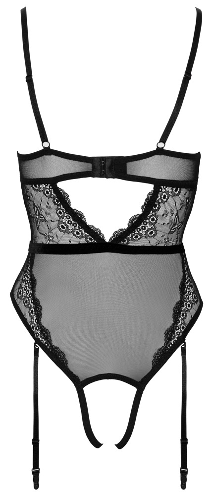 Cottelli Lingerie Body Tanga Pear cu Dantelă și Plasă Elastică Transparentă - imagine 7