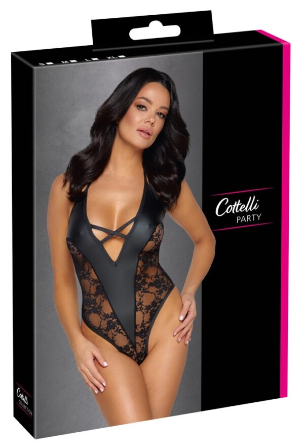 Body cu Dantelă Cottelli Lingerie Negru cu Decolteu Halter și Spate Decupat