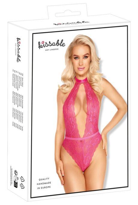 Kissable Body din Dantelă cu Spatele Gol, Roz, L/XL
