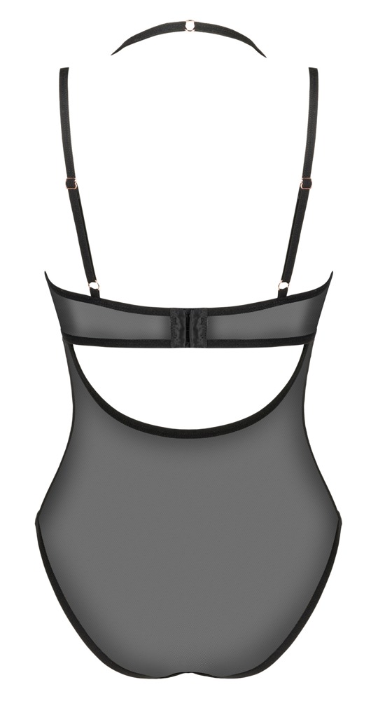 Obsessive Selinne Body Negru din Plasă cu Detalii Roz - imagine 6