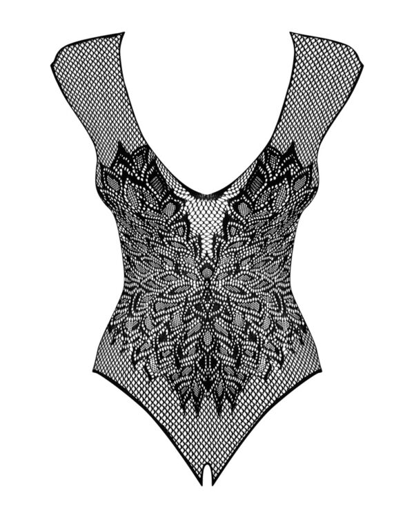 Obsessive Body Negru din Plasă Elastică cu Decupaj Intim - imagine 6