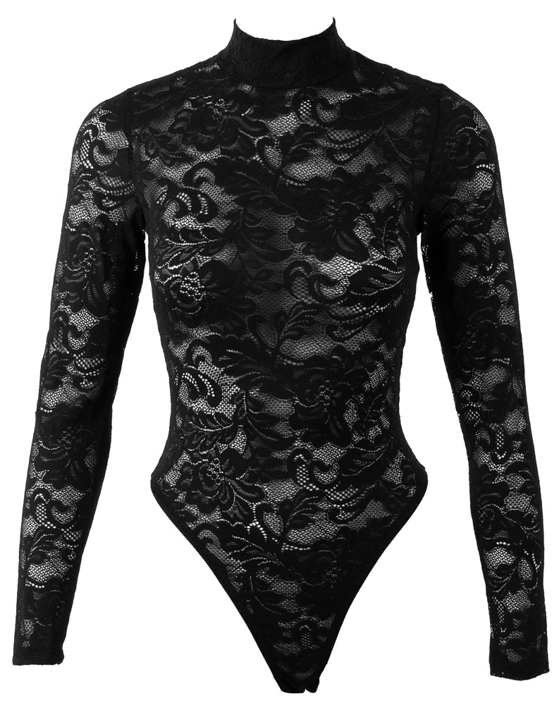 Body din Dantelă Cottelli LINGERIE Negru cu Mâneci Lungi - imagine 5