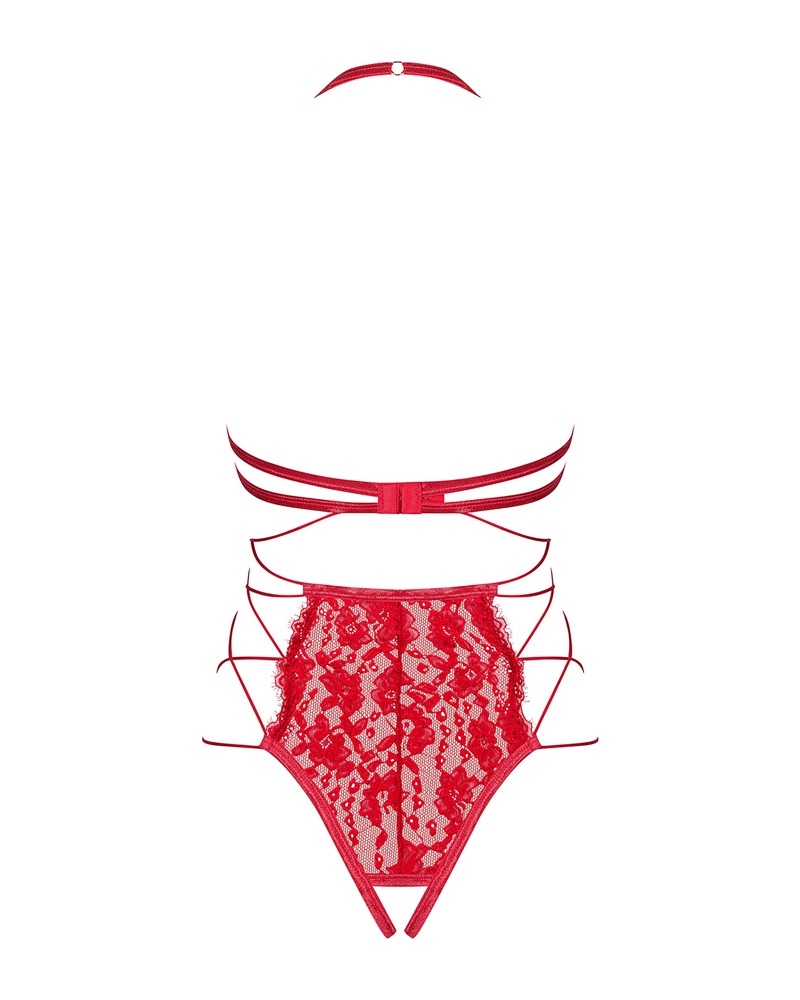 OBS Rediosa Obsessive Body Roșu cu Cupe Deschise și Dantelă - imagine 4