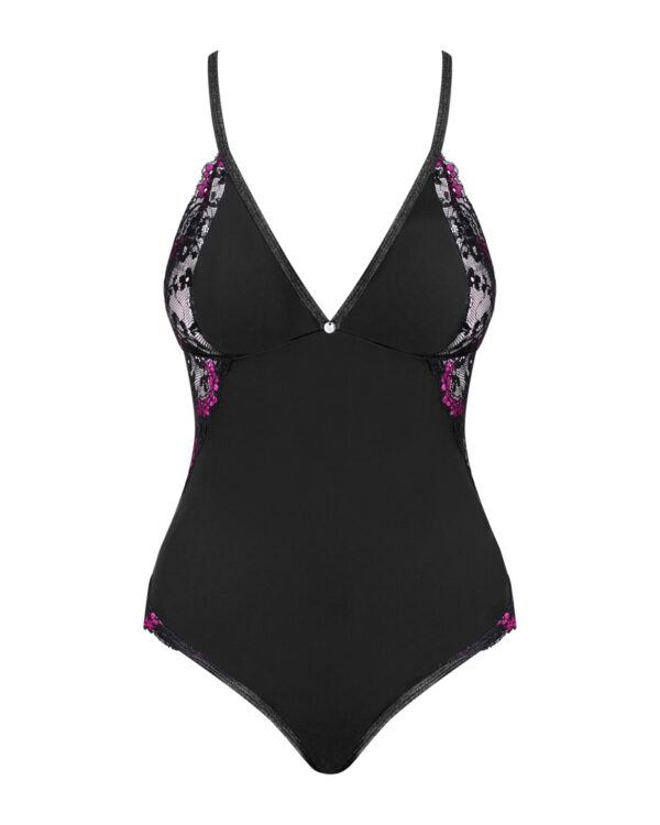 OBS Vanessme Obsessive Body Negru cu Dantelă și Detalii Bordo - imagine 3