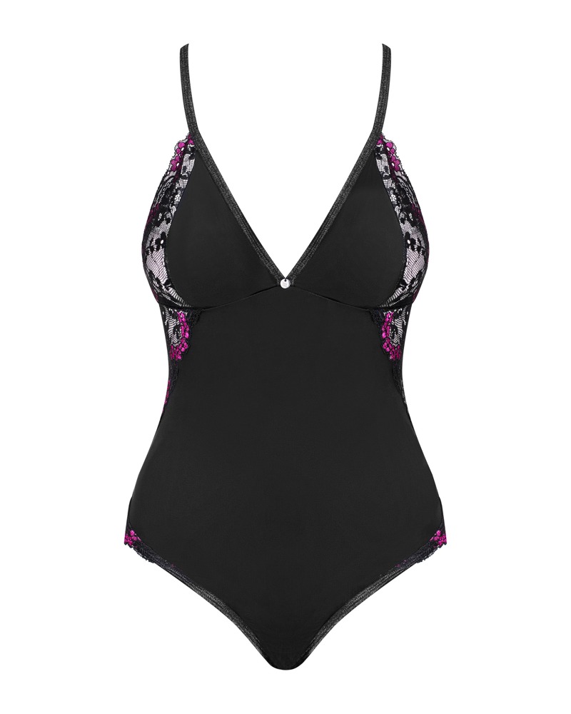 OBS Vanessme Obsessive Body Negru cu Dantelă și Detalii Bordo - imagine 3