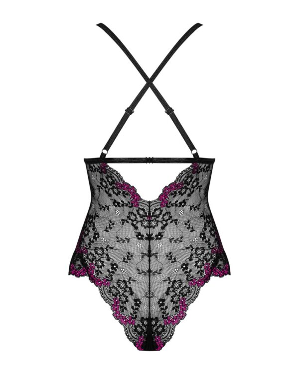 OBS Vanessme Obsessive Body Negru cu Dantelă și Detalii Bordo - imagine 4