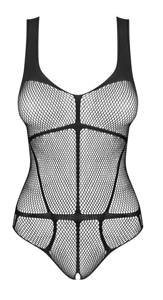 Obsessive B336 Body S-L Negru din Mesh cu Decupaj Intim și Design Harness - imagine 3