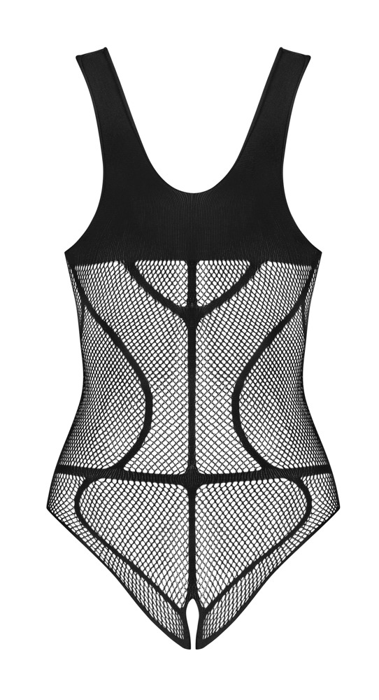 Obsessive B336 Body S-L Negru din Mesh cu Decupaj Intim și Design Harness - imagine 4