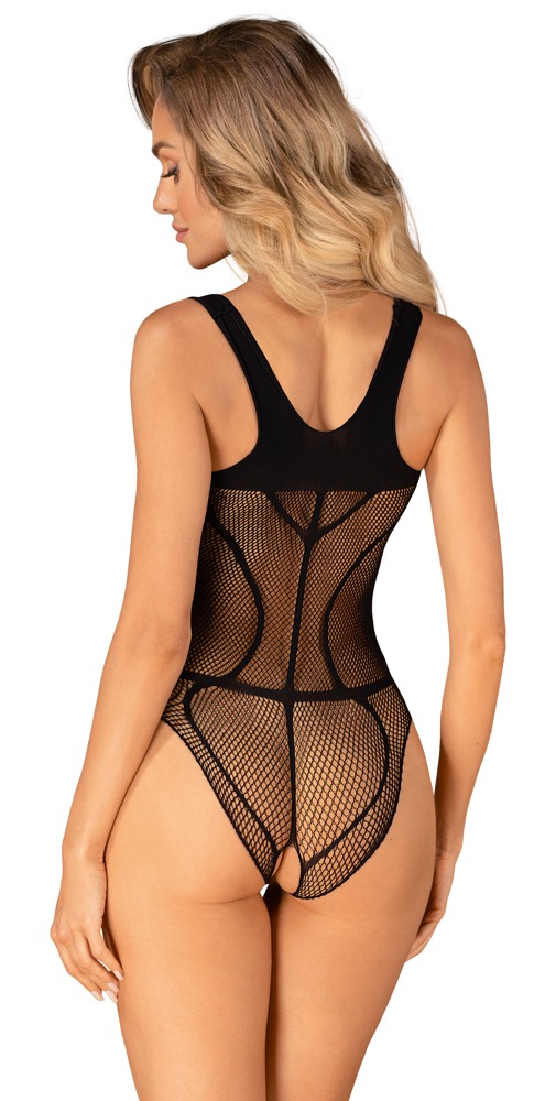 Obsessive B336 Body S-L Negru din Mesh cu Decupaj Intim și Design Harness - imagine 2