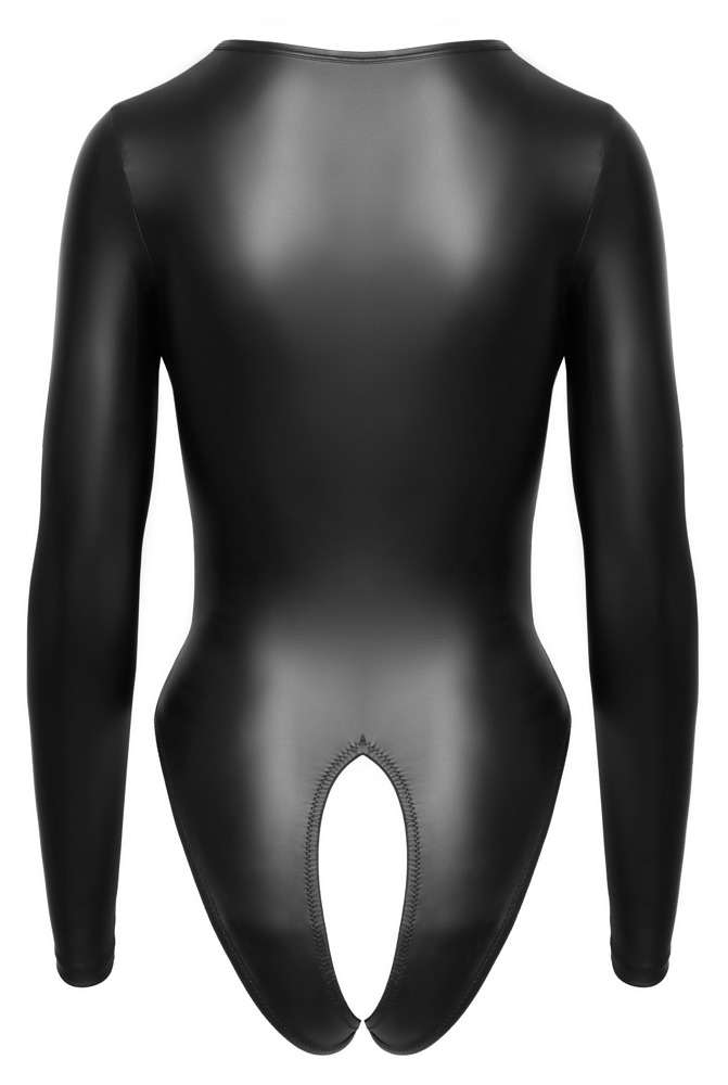 Body Lung cu Mâneci Lungi Cottelli Lingerie Negru cu Decupaje și Inele - imagine 8