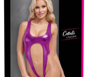 Body Roz Metallic Cottelli Lingerie Scurt cu Croială High Leg