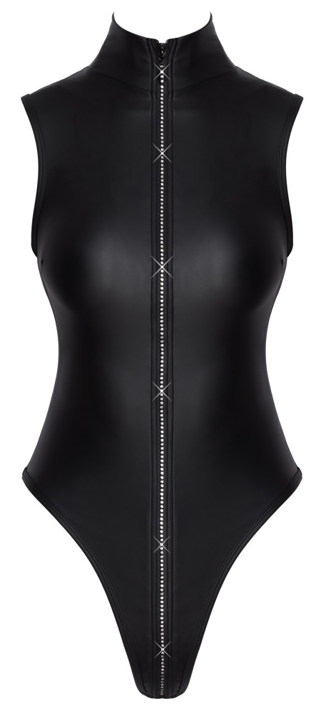Cottelli Party Body Rhinestone Zip Negru cu Guler Înalt și Fermoar Decorativ - imagine 5