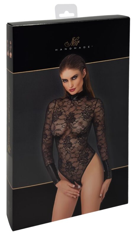 Noir Body cu Guler Înalt și Design Decupat