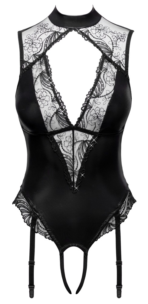 Cottelli LINGERIE Tanga Body Inserts cu Paiete și Portjartier - imagine 6