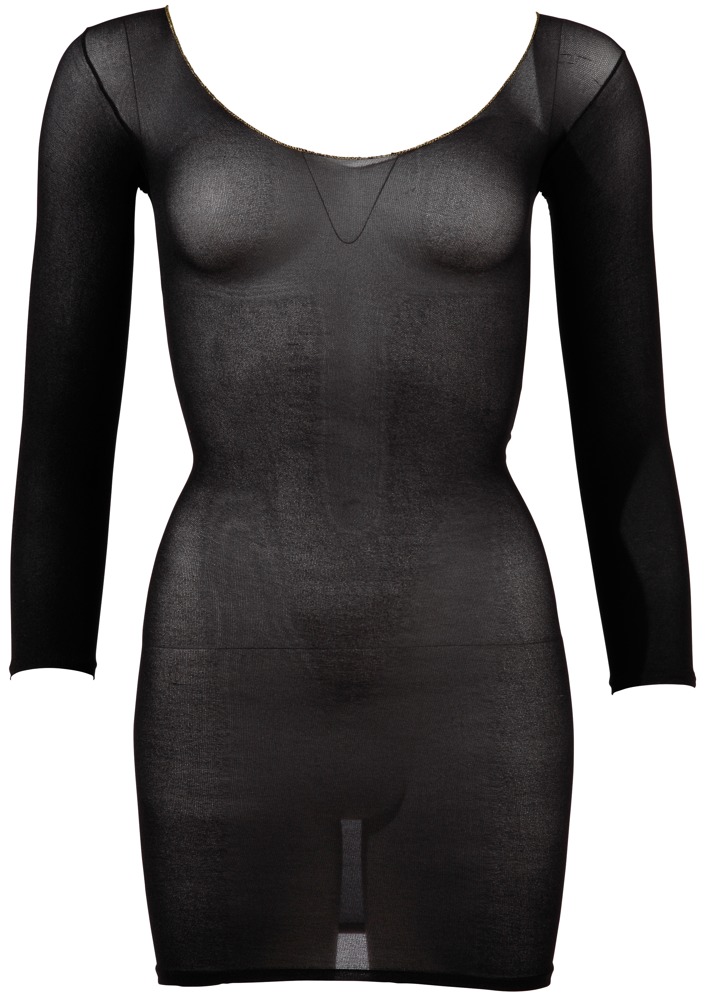 Rochie Mini Nylon S-L – Transparentă, Mulată și cu Detalii Aurii - imagine 5