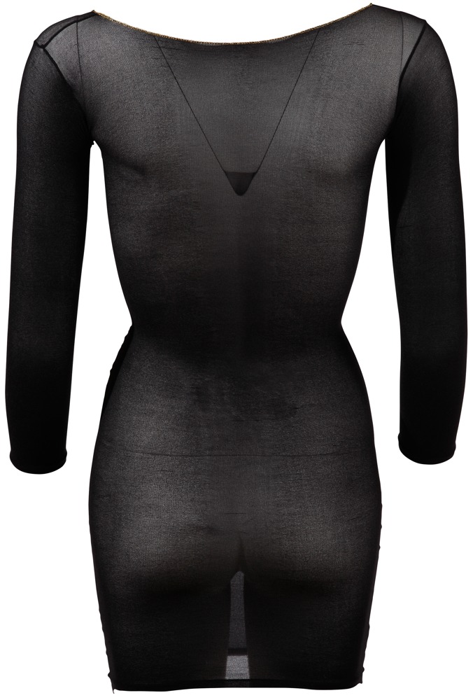 Rochie Mini Nylon S-L – Transparentă, Mulată și cu Detalii Aurii - imagine 7