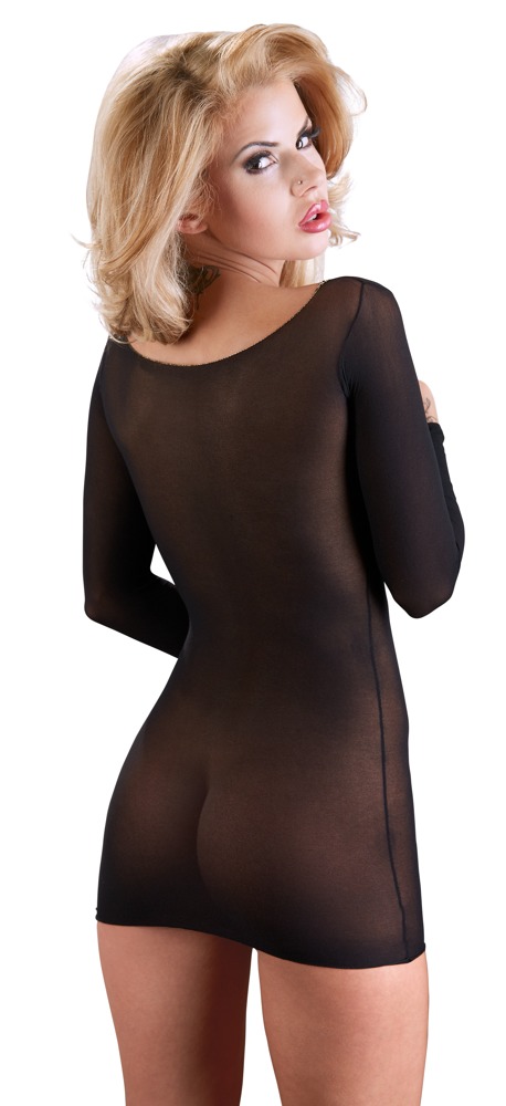 Rochie Mini Nylon S-L – Transparentă, Mulată și cu Detalii Aurii - imagine 4