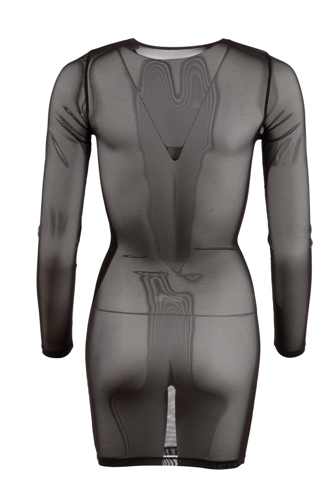 Rochie Neagră Powernet – Mulată, Transparentă și cu Mâneci Lungi - imagine 6