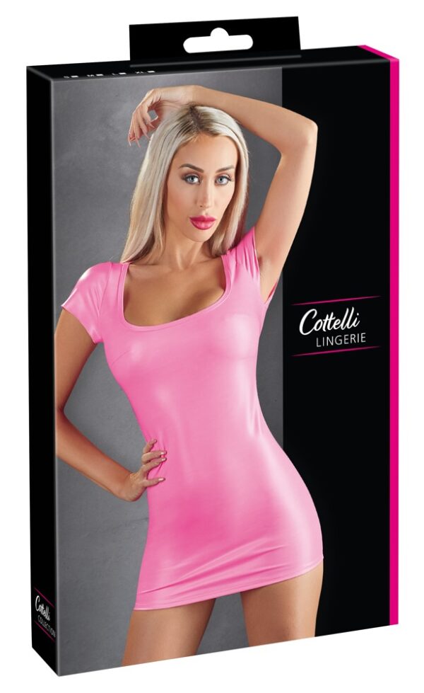 Rochie Mulată Roz cu Aspect Wetlook