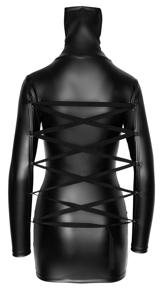 Rochie Cottelli BONDAGE – Neagră Matte Look, cu Guler Înalt și Inele Decorative - imagine 8