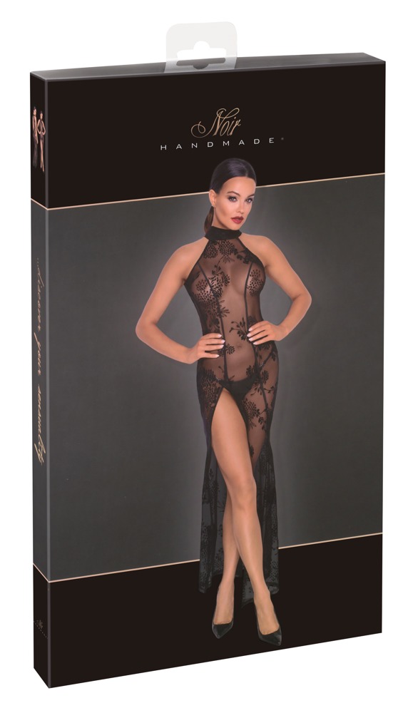 Rochie Lungă Noir Fucking Fabulous Transparentă cu Imprimeu Floral