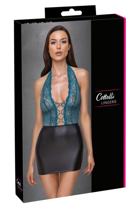 Rochie Cottelli LINGERIE Negru/Teal – Dantelă, Matte Look și Detalii Rose Gold