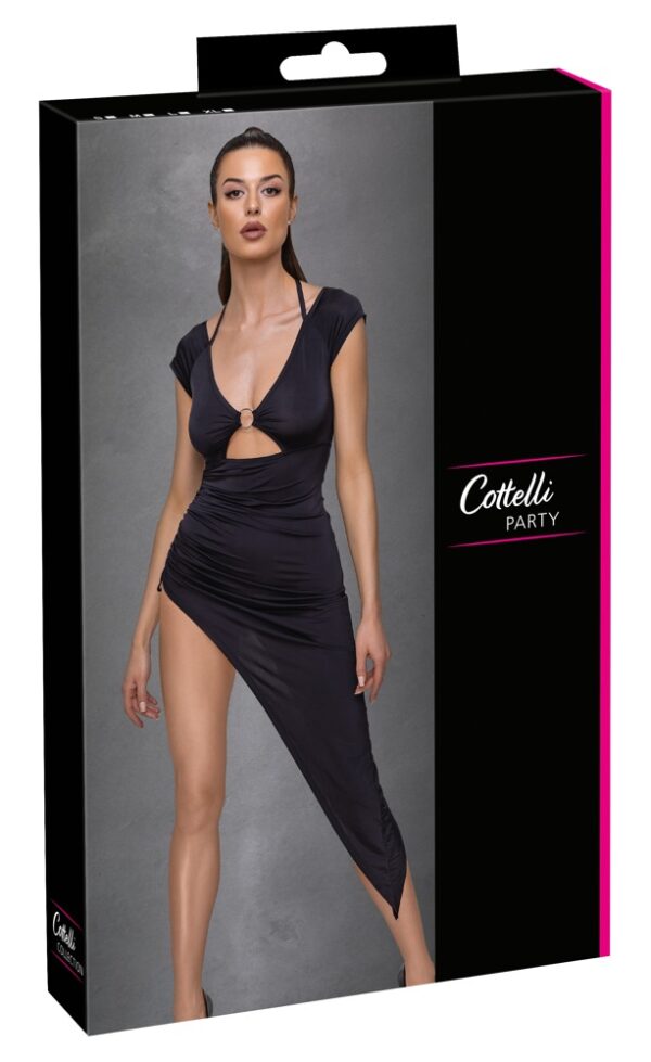 Rochie Lungă Cottelli PARTY Ruffles – Asimetrică, cu Volane și Decolteu Adânc