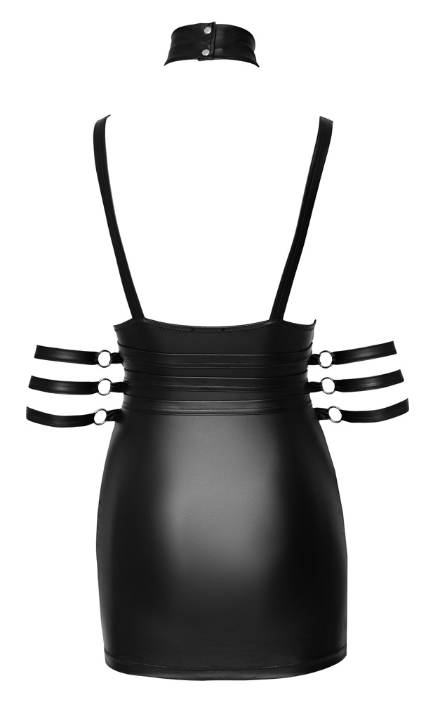 Rochie Cottelli BONDAGE – Neagră Matte Look, cu Curele și Elemente Metalice - imagine 7